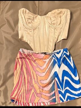 AFRM Multicolor Zebra-Print Mini Skirt - Blue, Pink & Yellow